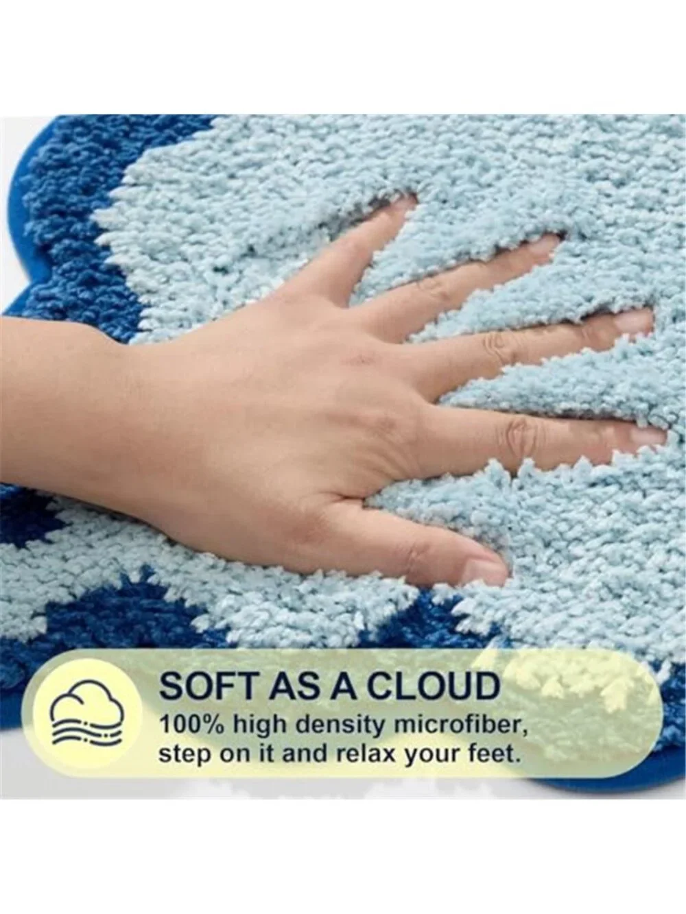 Scalloped Bath Mat Microfiber Non Slip Absorbent Bathroom Rug Washable